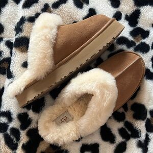 UGG Women's Brown and Cream Sheepskin Slippers